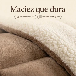 Coberdrom Dupla Face Sherpa + Manta — Pele de Carneiro