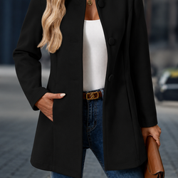 Sobretudo Feminino Inverno Lã Grossa Gola Alta