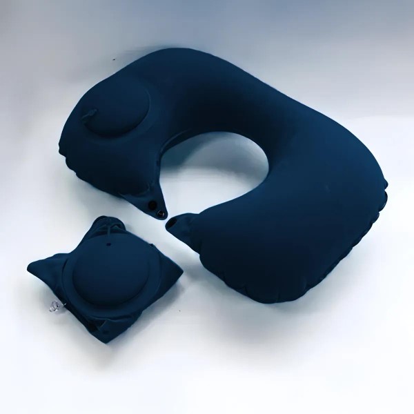 Travesseiro Almofada de Pescoço Inflável e Portátil - AZUL ESCURO