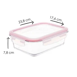 Kit com 3 Potes de Vidro Herméticos Retangulares 1,5L Invicta