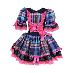 Vestido de Festa Junina - Rosa Pink Com Preto 