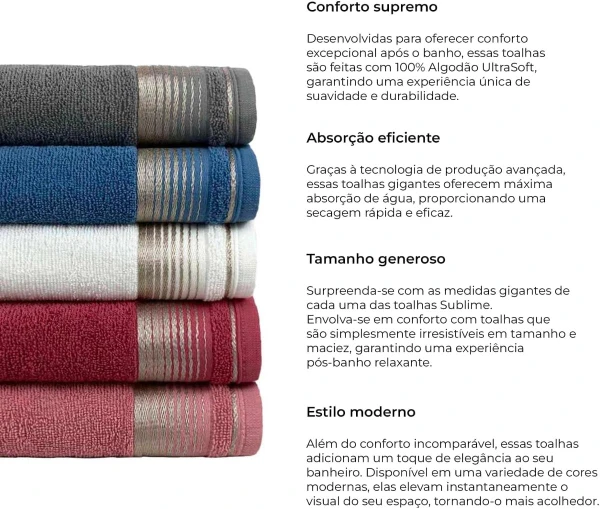 Kit Com 10 Toalhas Banhão Gigante Alta Absorção Sublime 70x150cm