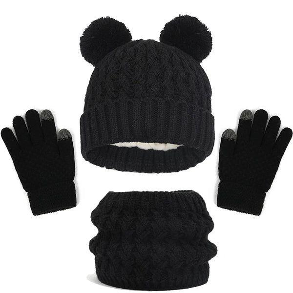 Kit Touca Luvas Cachecol  de Inverno Infantil