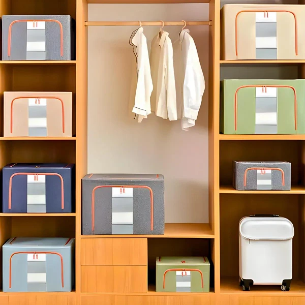 Caixa Organizadora De Roupas Multiuso Dobrável - AZUL ESCURO
