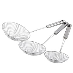 Skimmer oval de aço inoxidável, filtro de malha, pote de óleo, filtro de alimentos, panelas, filtro frito, filtro de cozinha, ferramenta de cozimento