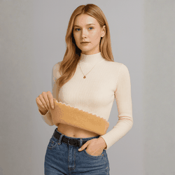 Blusa Cropped Canelada Térmica Gola Alta – Peluciada por Dentro