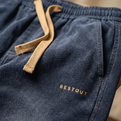 [Leve 4, Pague Só 2!] Calça Bestout Masculina em Veludo Cotelê e Algodão de Ajuste Ergonômico com Cordão de Tração Contrastante