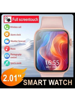 Relógio Inteligente de Silicone Unissex, com Suporte para Chamadas de Telefone, Podômetro, Contagem de Calorias, Alarme, Lembretes de Chamada/Mensagem, Tela Sensível ao Toque Full 2,01, Compatível com Android e iOS, Presente d