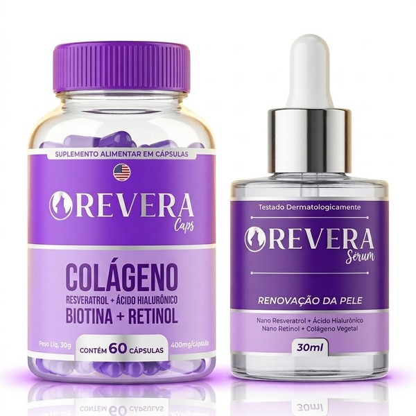 Revera Caps 1 Pote 60 Cáps + Sérum facial Original Rejuvenescedor + Frete Grátis