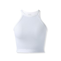 Cropped Feminino Canelado Gola Alta Sem Mangas
