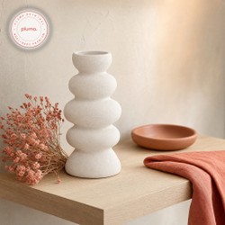 Vaso Decorativo Ondulado em Cerâmica Branco 20cm