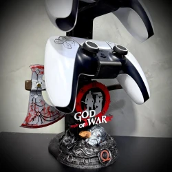 Suporte Premium Duplo Para Controle Ps5/ Ps4 e Xbox God of War de luxo pintado a mão + CHAVEIRO DE BRINDE Pronta Entrega