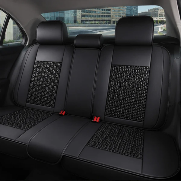 Kit Completo de Capas para Banco de Carro Nureon em Couro Legítimo Universal 5 Lugares Com Airbag + Tapetes e Capa de Volante