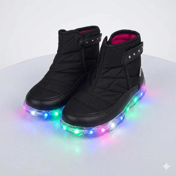 TÊNIS DE LED INFANTIL CANO MÉDIO PAMPILI LIZ LUZ COMFY TACHAS PRETO - 682020