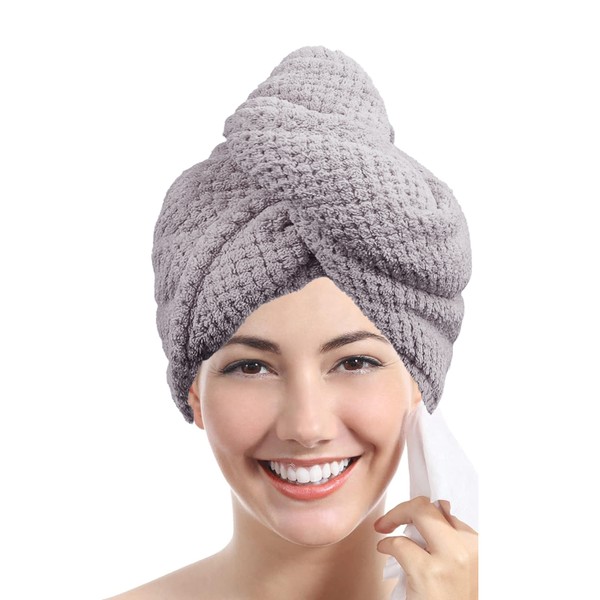 Toalha de cabelo de cor sólida Touca de cabelo seca texturizada 9,8 