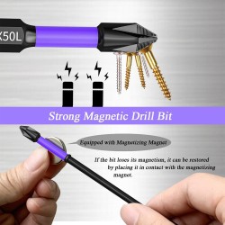 Chave de fenda magnética antiderrapante Bits, Phillips à prova de choque, Impact Bits, Hex Shank, Alloy Steel Bits, Adequado para ferramentas elétricas, 6 pcs, 12 pcs