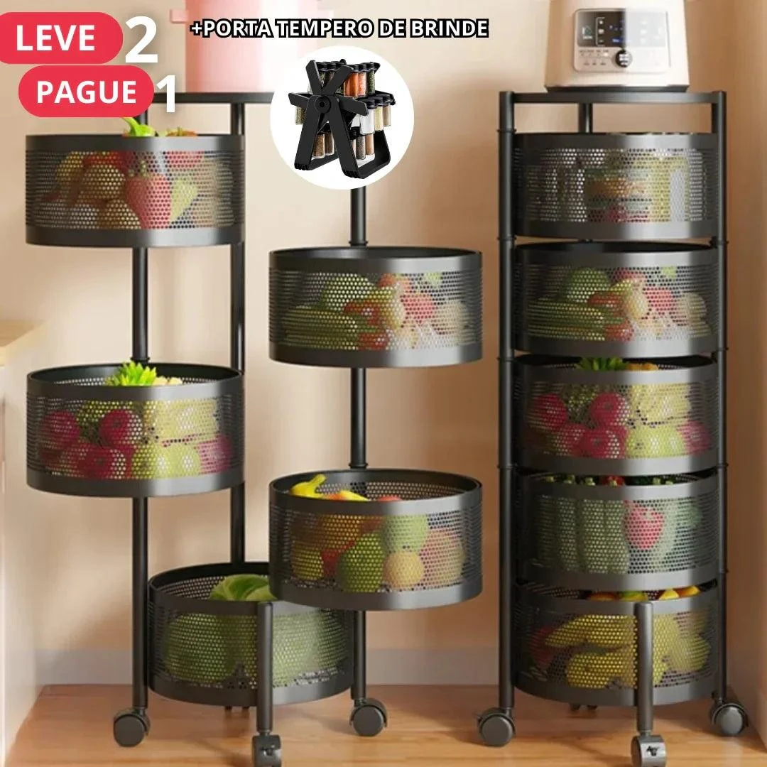 Fruteira Articulada Multiuso 5 em 1 + Brinde Porta Tempero Giratório — foto 1