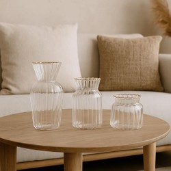 Mini Vaso com Borda Dourada G 15cm