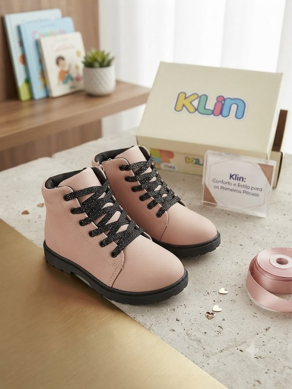 BOTA ROCK - ROSA/PRETO 154080 KLIN