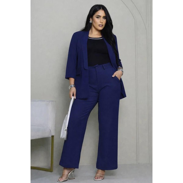 Conjunto Feminino Alfaiataria Premium – Blazer Moderno + Calça Pantalona Elegante
