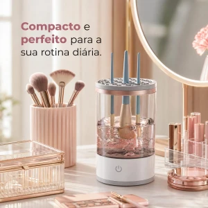 Limpador Elétrico de Pincéis de Maquiagem USB com Rotação Automática Limpa e Seca Rápido