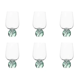 Jogo 6 Taças Base Esfera Verde e Transparente 580ml
