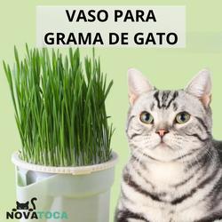 Vaso Auto irrigável de grama para Gatos + Kit Plantio 