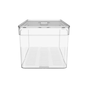 Organizador De Geladeira Com Tampa Clear Fresh 30x15x13cm Natural