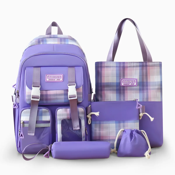 Kit Mochila Completa 5 Peças Feminina Moderna