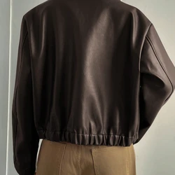 Velour Jaqueta Casual Solta de Couro Sintético Feminina, Ajuste Regular, Outono/Inverno