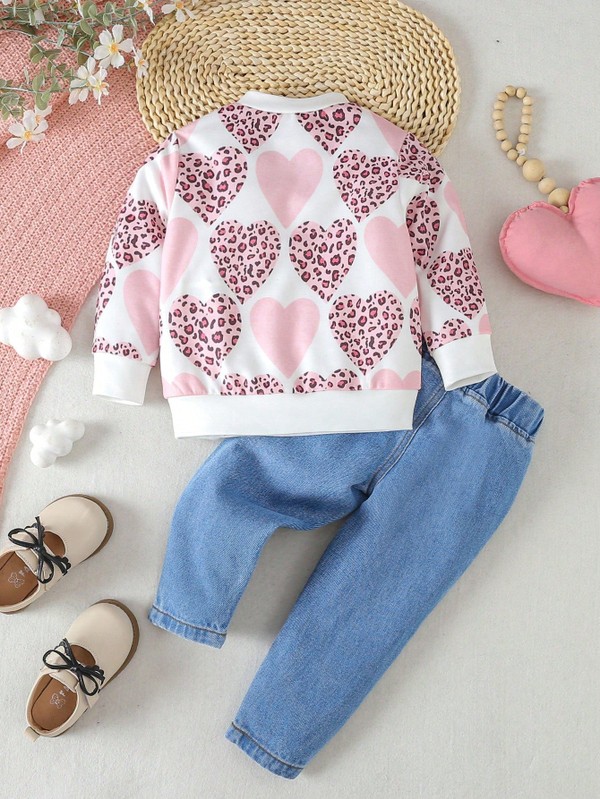 Conjunto Moletom e Jeans Leopardo Rose