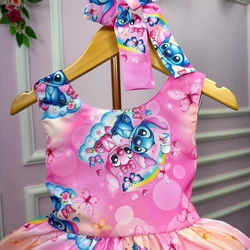 Vestido Temático - Stitch e Angel - Rosa Color 