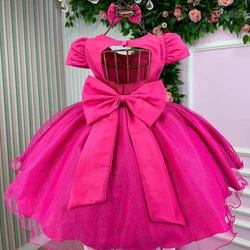 Vestido Temático Luxo - Barbie Rosa Pink Glitter 