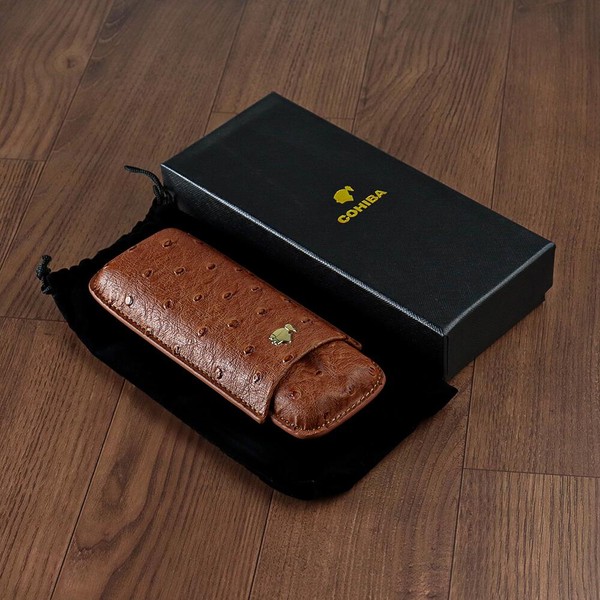 Porta 2 Charutos em Couro Cohiba Deluxe - Caramelo