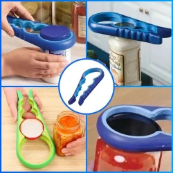 Abridor de Tampas Multifuncional em Silicone para Potes e Garrafas