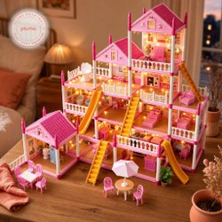 Casinha de Boneca com 14 Quartos - Inclui Corda de Luzes | Brinquedo para Crianças Presente De Aniversário