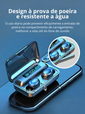 Fone De Ouvido F9 Sem Fio Bluetooth Com Visor LED Tela Smart Interativa TWS Estéreo Ideal Para Todo Tipo de Eventos