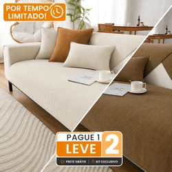 [PAGUE 1, LEVE 2] Kit Mônaco - Capa em Chenille com Escudo Anti-Manchas e Anti-Odor + 2 Almofadas de Brinde