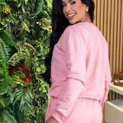 BLUSA MOLETOM FLOR MARANATA -ROSA BEBÊ