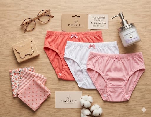KIT CALCINHA ROSA GOIABA MENINA KIDS PINGO LELE 76027