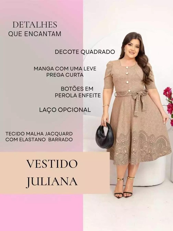 Vestido Midi Evangelico em Jaquar Estampa Barrada com Cinto e Botões fake Moda Femenina 