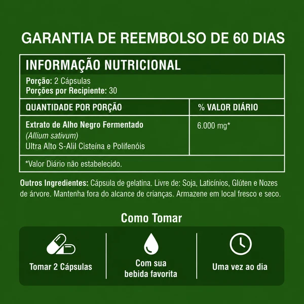 Fermenvita® Alho Negro Fermentado 6.000mg | Desincha, Regula e Fortalece a Imunidade