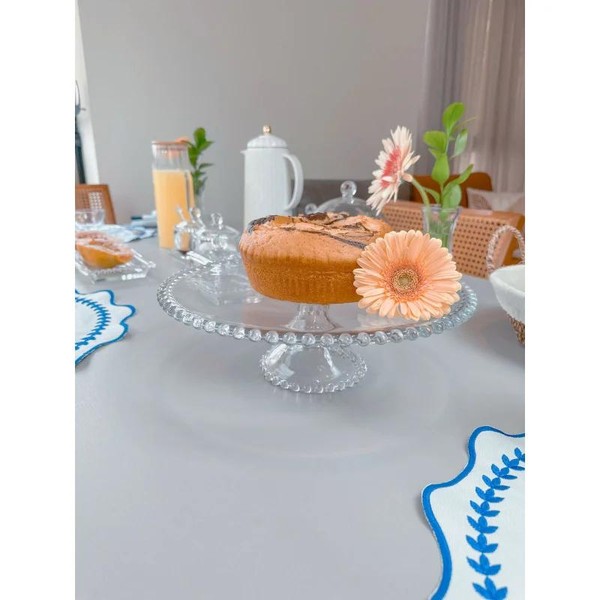 Prato Cristal p/ Bolo com Pé Pearl 31 x 11 cm Wolff Transparente