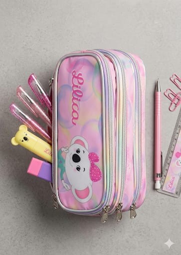 ESTOJO TRIPLO ESCOLAR  LILICA RIPILICA BUBBLES ROSA PACIFIC 971AA15 