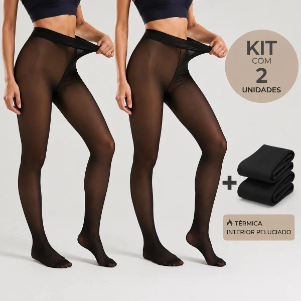 Kit 2 Meias-Calça Térmicas Peluciadas