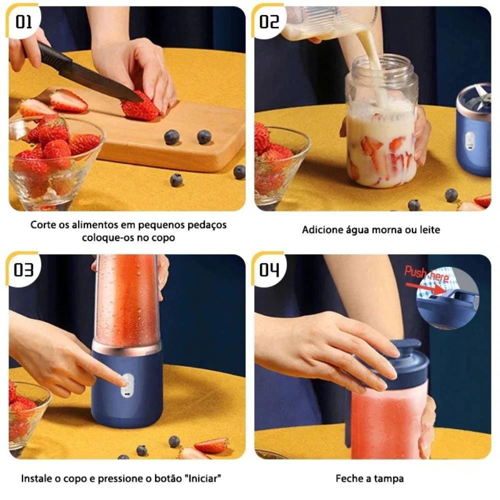Mini Liquidificador Portátil prático e fácil de usar  - 400ml com 6 Lâminas 19% OFF — foto 6