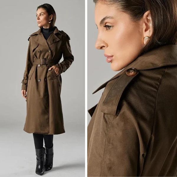 Trench Coat Longo Feminino Milano SarjadoVelour