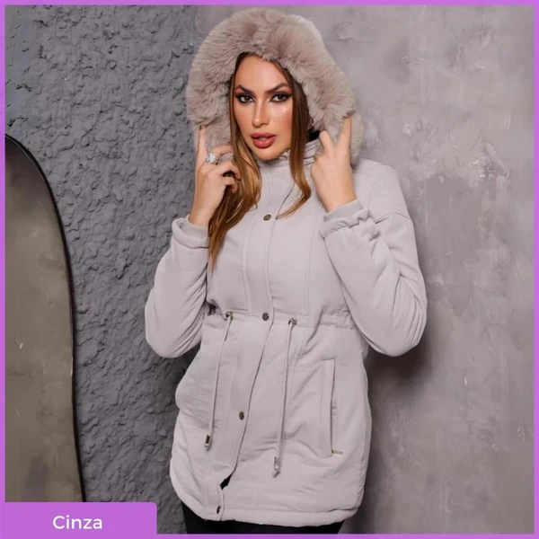 [Pague 1 Leve 2] Parka Feminina Premium Forrada com Ajuste na Cintura e Capuz Removível