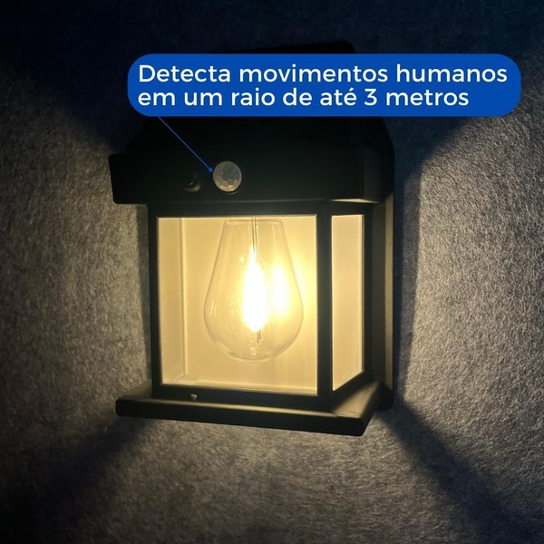 Luminária Solar Externa Potente Arandela Energia Solar