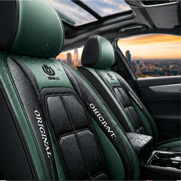 Kit Completo de Capas para Banco de Carro Velox  em Couro Legítimo Universal 5 Lugares Com Airbag + Tapetes e Capa de Volante